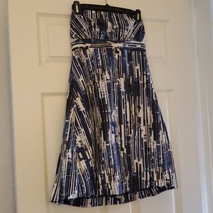 The Limited Strapless Dress White/Blue Size 6